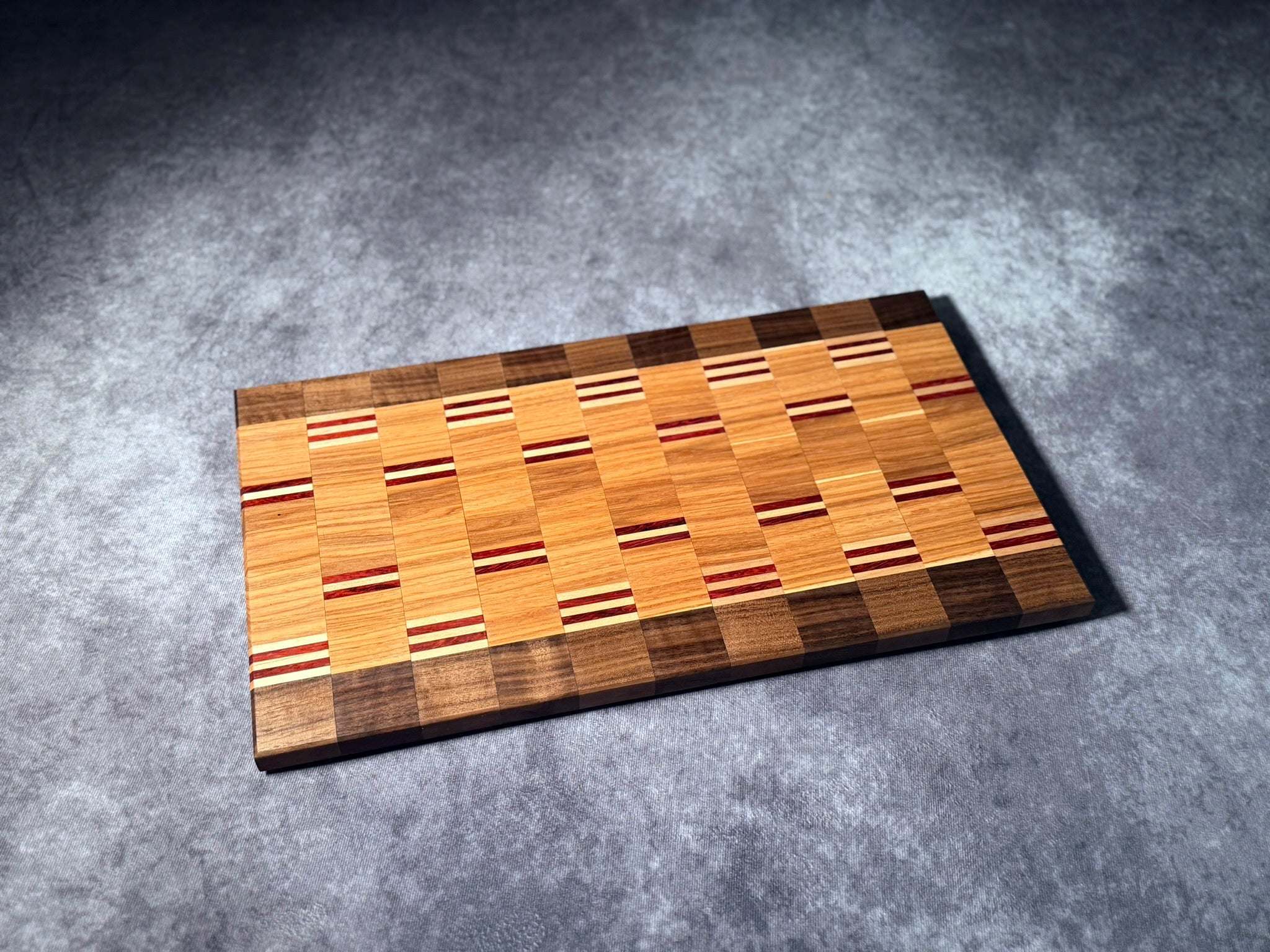 Black Walnut, Hickory, Padauk, and Ambrosia Maple Cutting Board