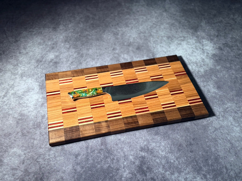 Black Walnut, Hickory, Padauk, and Ambrosia Maple Cutting Board
