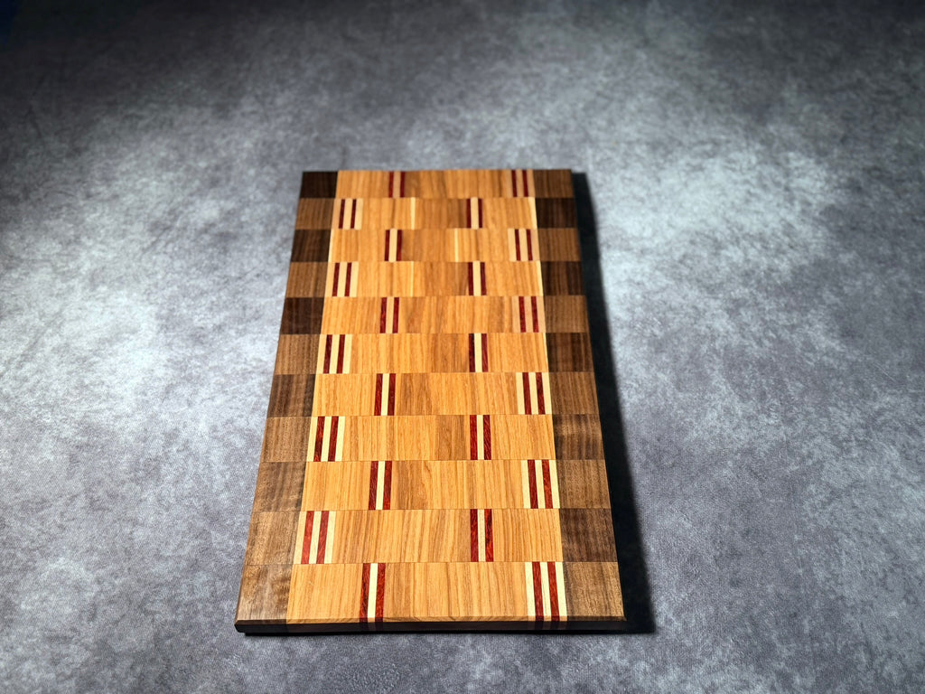 Black Walnut, Hickory, Padauk, and Ambrosia Maple Cutting Board