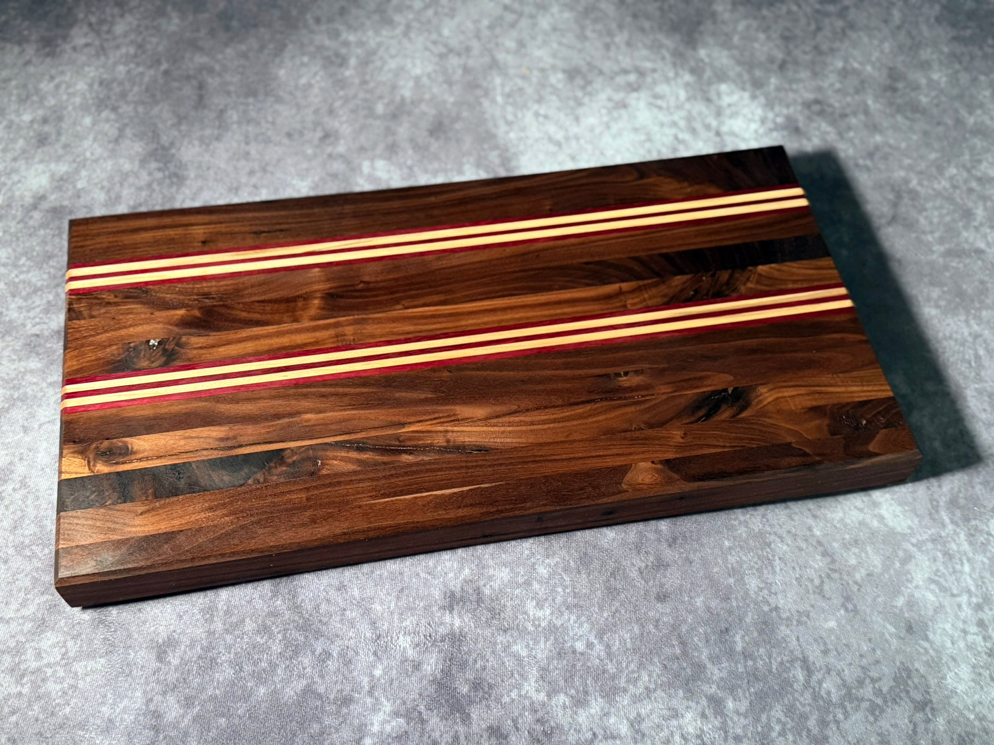 Large Black Walnut, Purple Heart, Ambrosia Maple Cutting Board