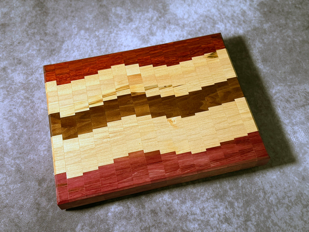 Black Walnut, Padauk, Purple Heart, Ambrosia Maple Cutting Board