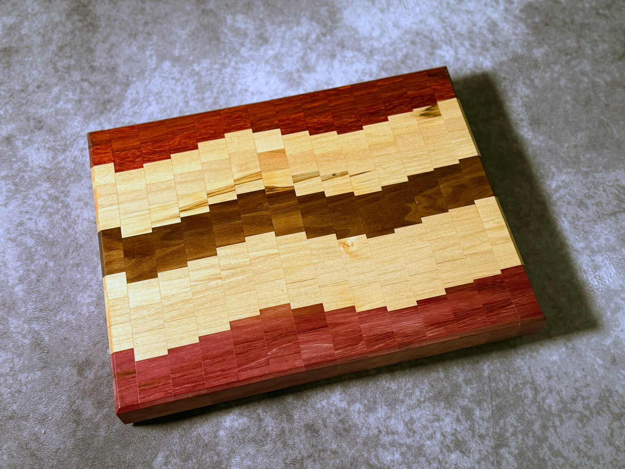 Black Walnut, Padauk, Purple Heart, Ambrosia Maple Cutting Board