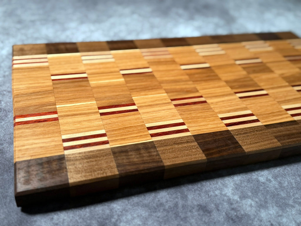 Black Walnut, Hickory, Padauk, and Ambrosia Maple Cutting Board
