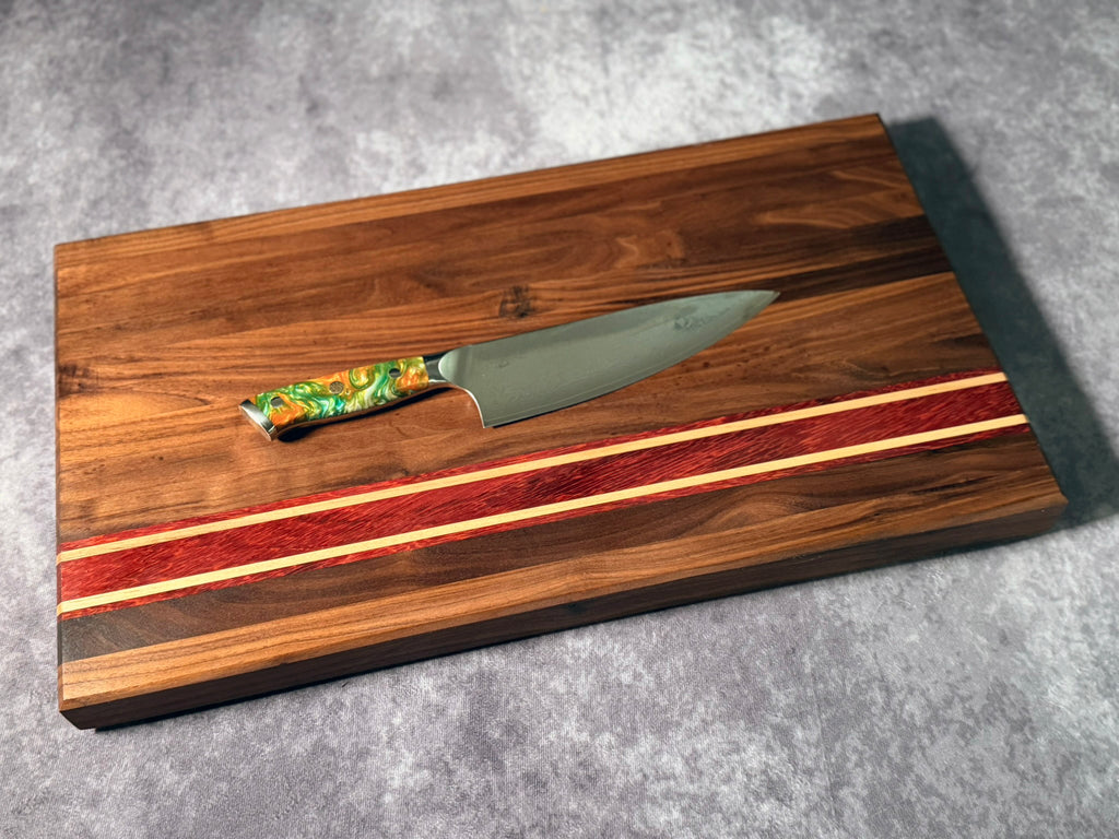Large Black Walnut, Padauk, Ambrosia Maple Cutting Board