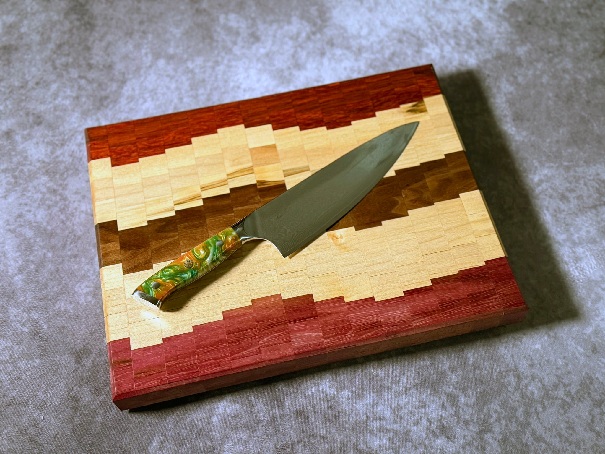 Black Walnut, Padauk, Purple Heart, Ambrosia Maple Cutting Board