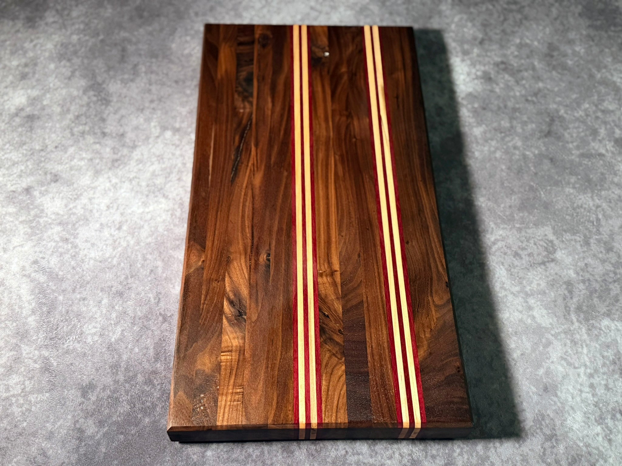 Large Black Walnut, Purple Heart, Ambrosia Maple Cutting Board