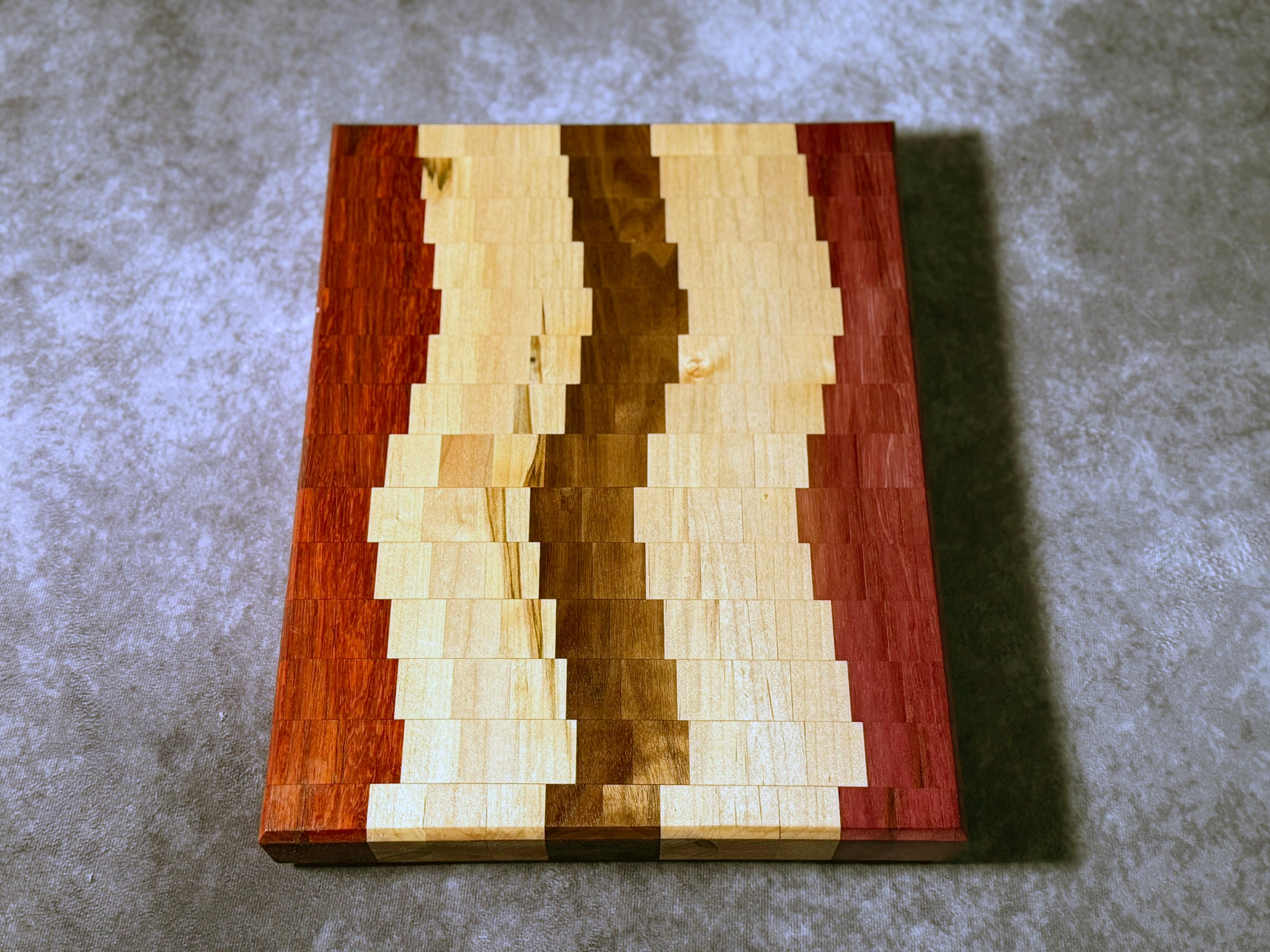 Black Walnut, Padauk, Purple Heart, Ambrosia Maple Cutting Board