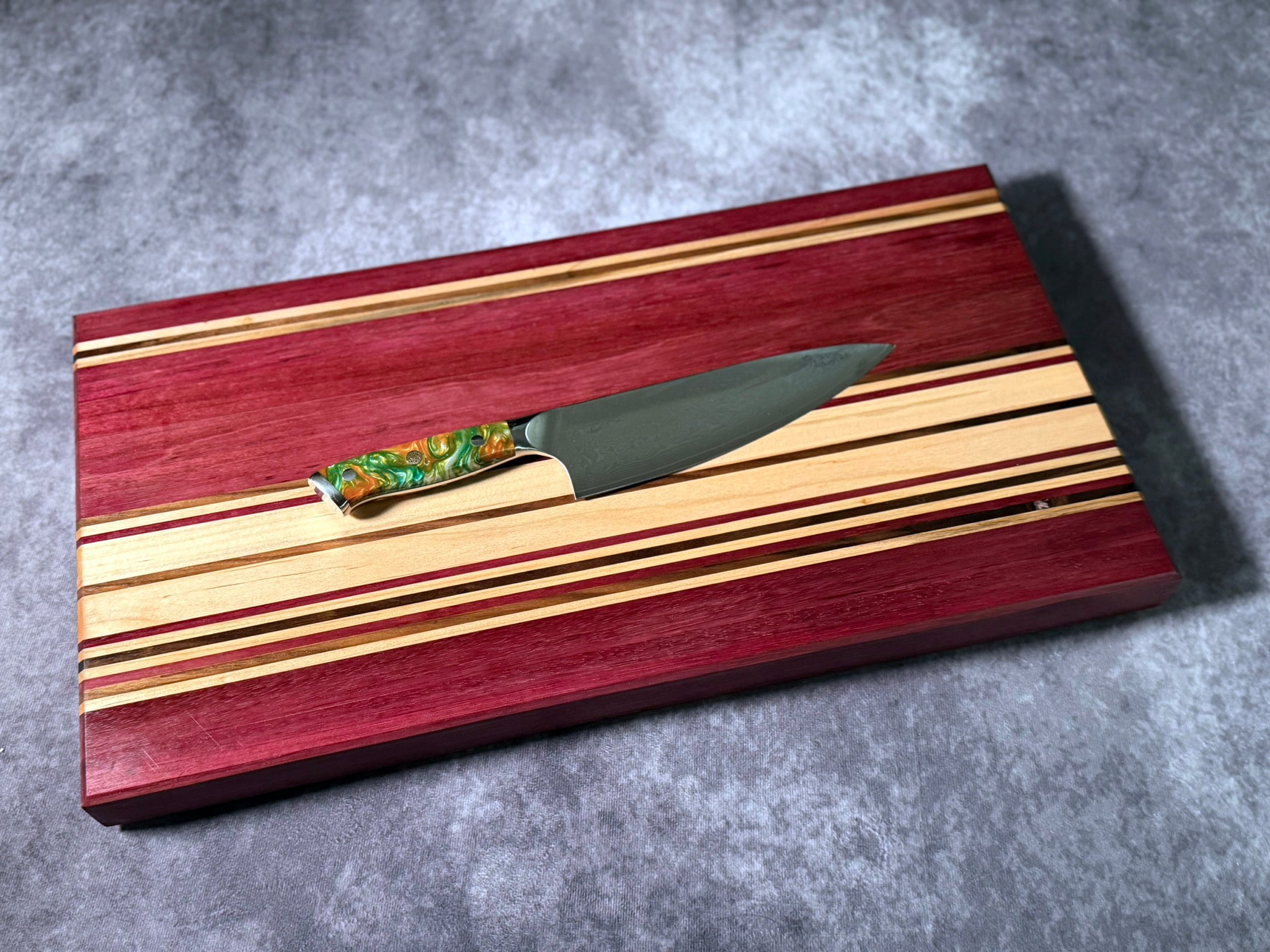 Large Black Walnut, Purple Heart, Ambrosia Maple Cutting Board