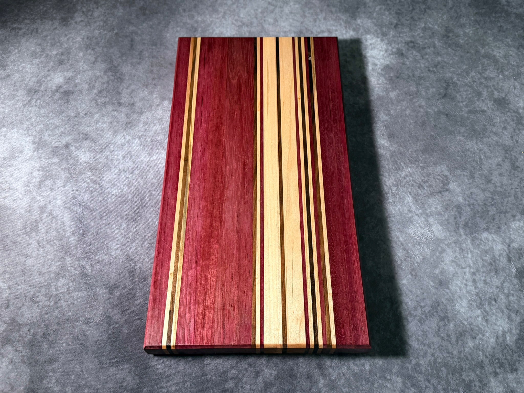 Large Black Walnut, Purple Heart, Ambrosia Maple Cutting Board