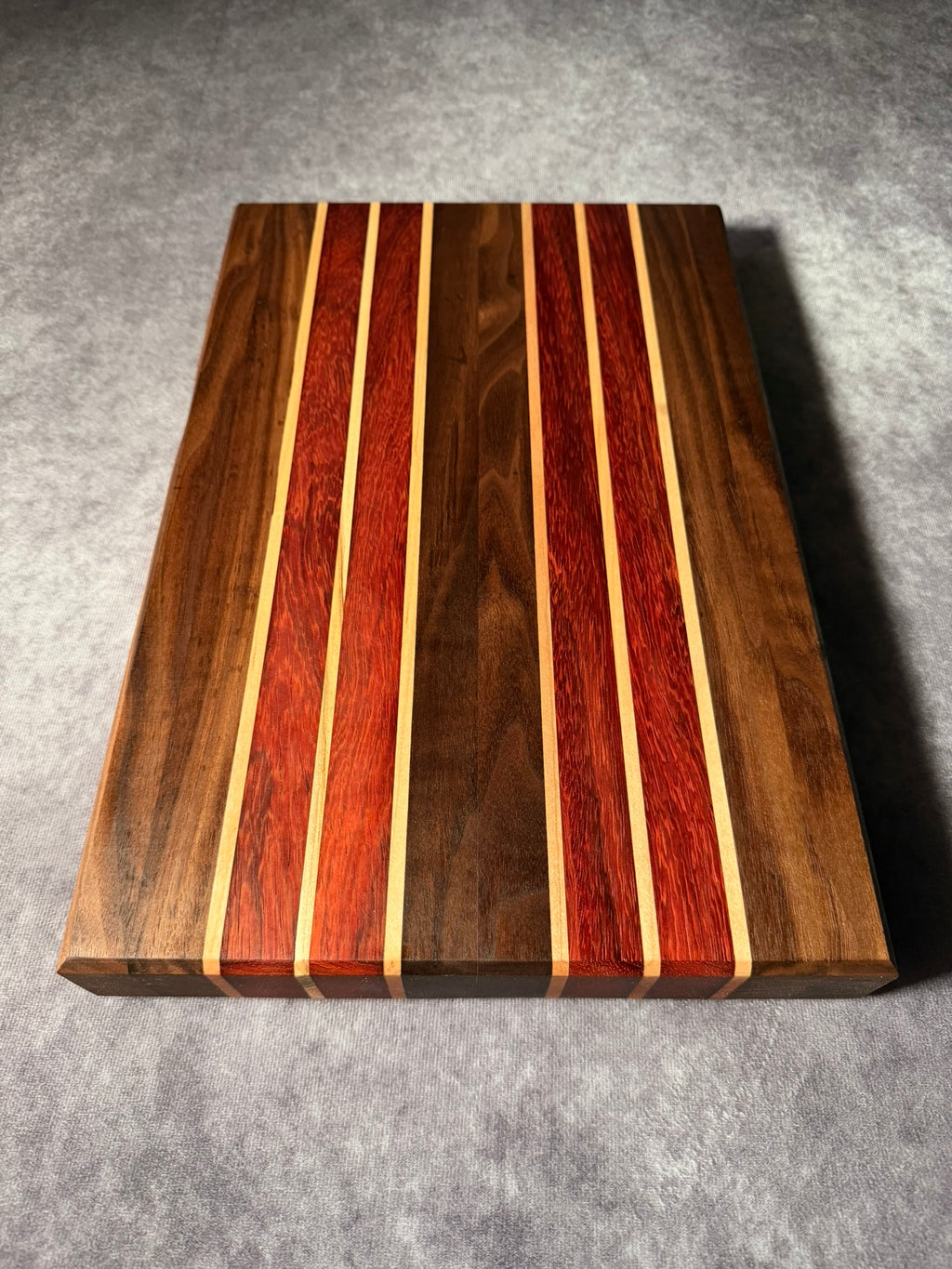 Black Walnut, Padauk, Ambrosia Maple Cutting Board