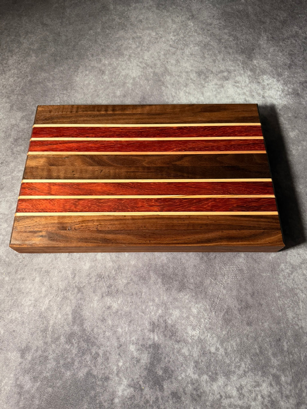 Black Walnut, Padauk, Ambrosia Maple Cutting Board
