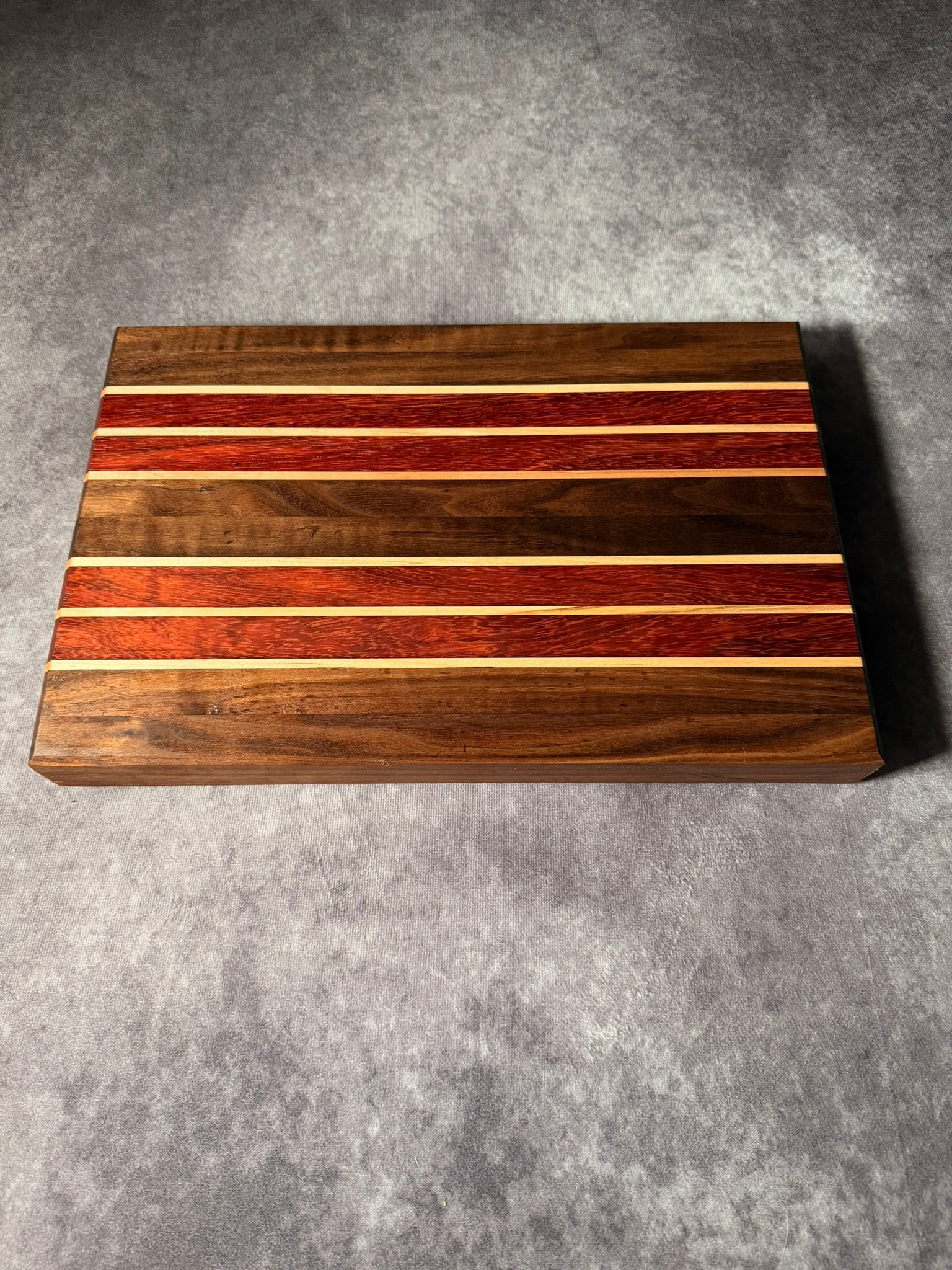 Black Walnut, Padauk, Ambrosia Maple Cutting Board