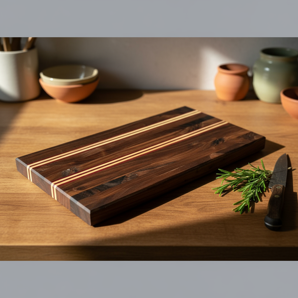 Large Black Walnut, Purple Heart, Ambrosia Maple Cutting Board