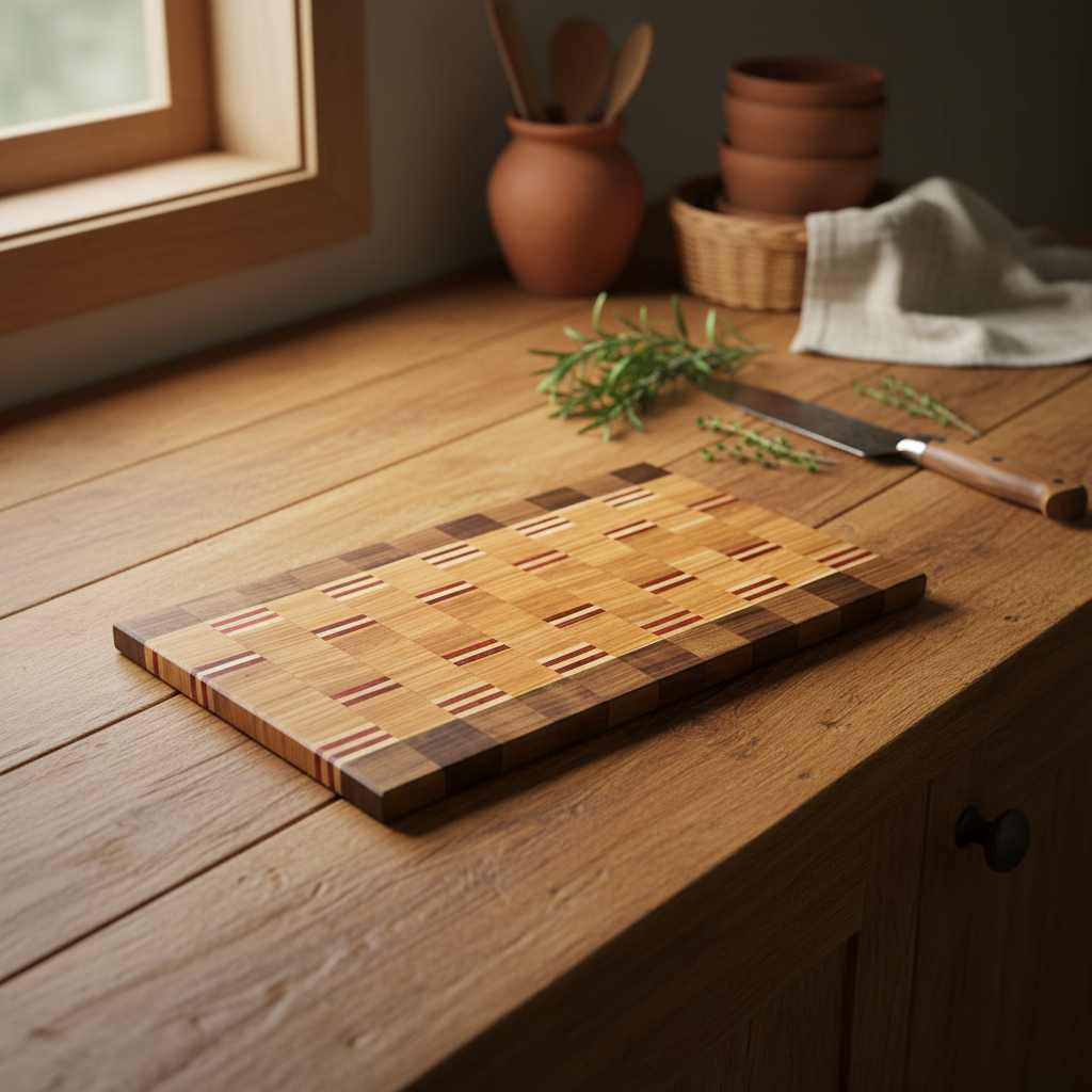Black Walnut, Hickory, Padauk, and Ambrosia Maple Cutting Board